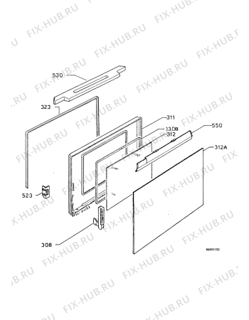 Взрыв-схема плиты (духовки) Zanussi HM442W - Схема узла Door 003